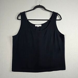 St. John Basics Womens Wool Scoop Neck Knit tank Top Size L Black
